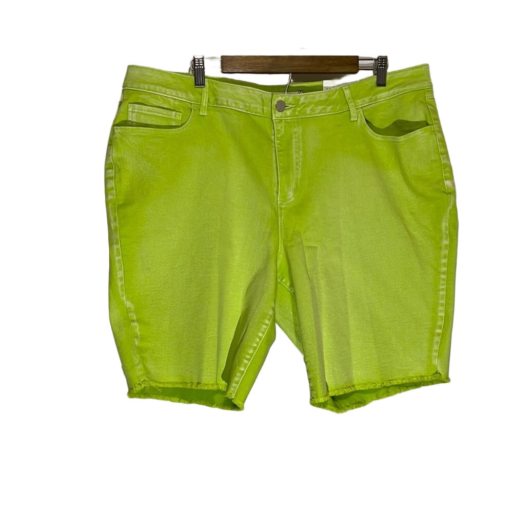Cato Faded Neon Green Denim Shorts Sz 20w